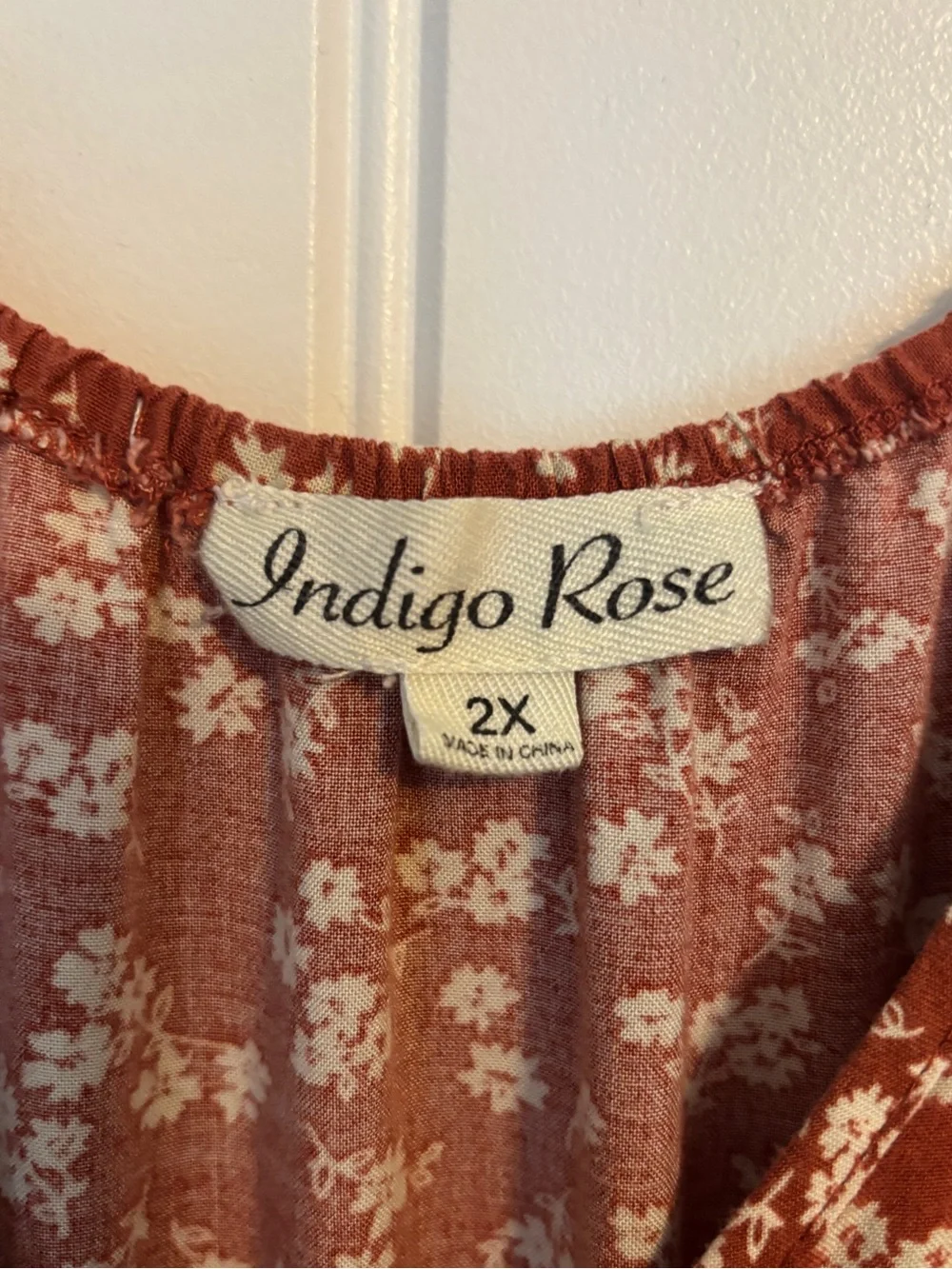 Rust Floral Faux Button-Front Tiered Mini Dress - Picture 2 of 5